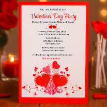 Valentine's Day Red Hearts Holiday Party