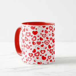 Valentine's Day Red Hearts Muster Tasse