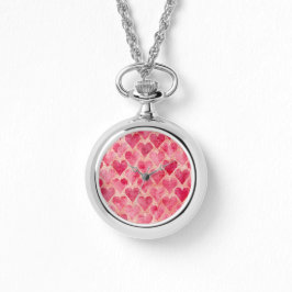 Valentine's Day, Red Pink Love Heart Pattern Armbanduhr