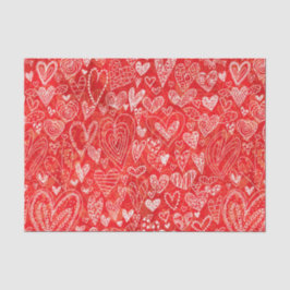 Valentine's Day Red White Hearts Muster Seidenpapier
