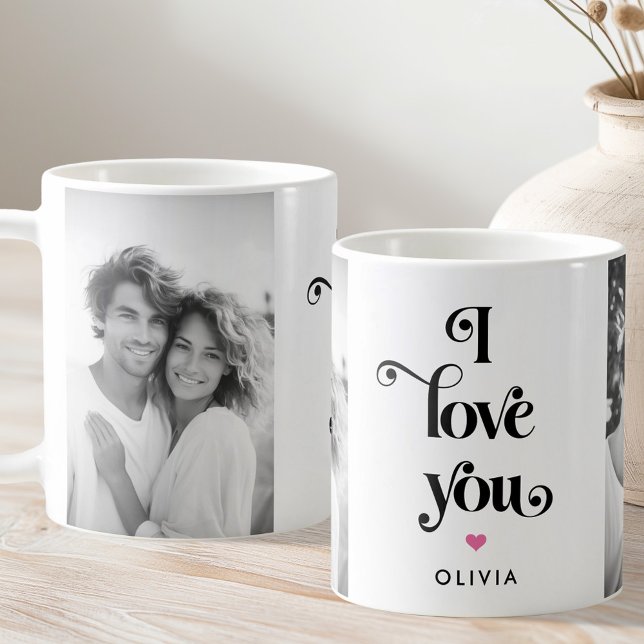 Valentines day retro I love you name photo Kaffeetasse (Valentines day retro I love you name photo Coffee Mug)