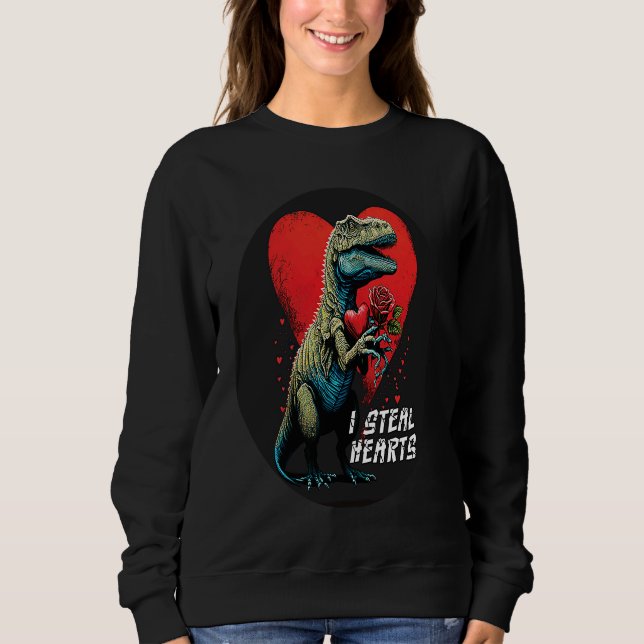 Valentine's Day Rex Dino I Steal Hearts Men Women  Sweatshirt (Vorderseite)