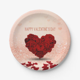 Valentine's Day Rose Heart Bouquet - Papierplatte Pappteller