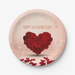 Valentine's Day Rose Heart Bouquet - Papierplatte Pappteller