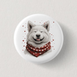 Valentines Day Samoyed Dog Button