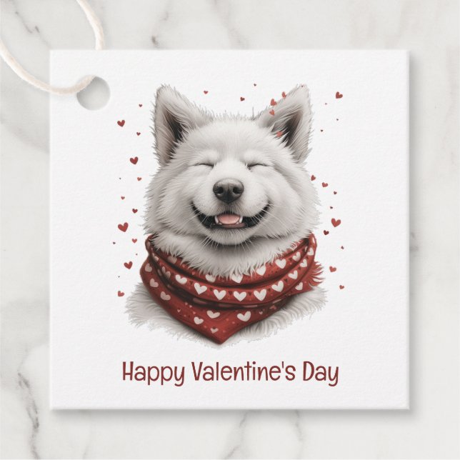 Valentines Day Samoyed Dog Geschenkanhänger (Vorderseite)