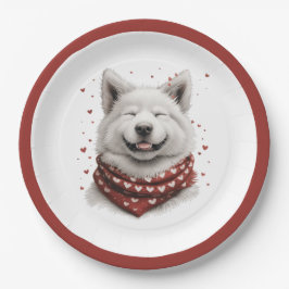 Valentines Day Samoyed Dog Pappteller