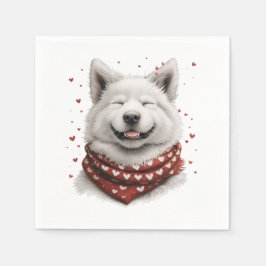 Valentines Day Samoyed Dog Serviette