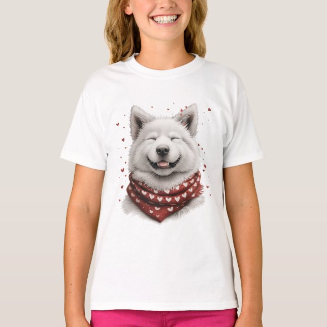 Valentines Day Samoyed Dog T-Shirt (Vorderseite)