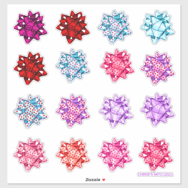 Valentine's Day Satin Hearts Bows Aufkleber (Blatt)