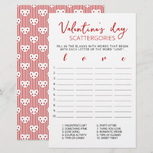 Valentine's day Scattergories bearbeitbares Spiel
