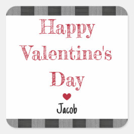 Valentine's Day School Treat Bag Favor Quadratischer Aufkleber