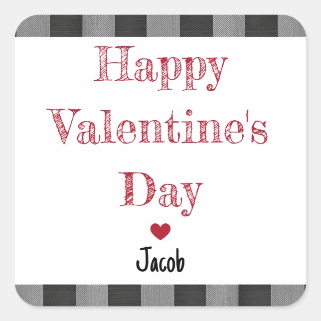 Valentine's Day School Treat Bag Favor Quadratischer Aufkleber (Vorderseite)