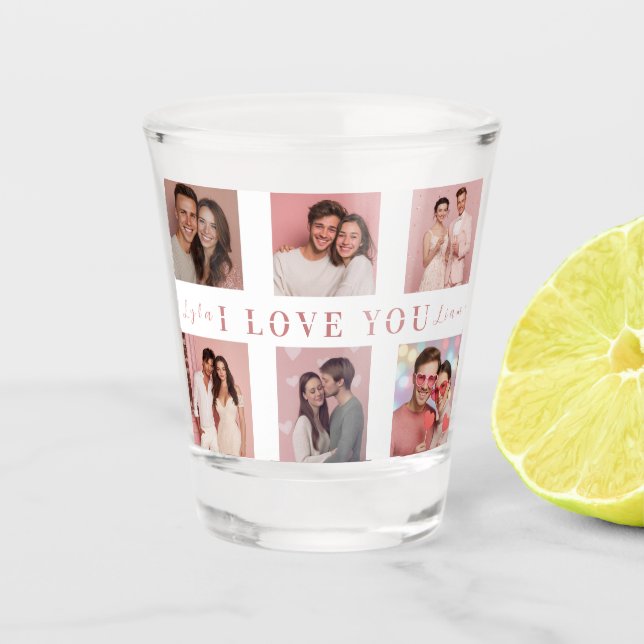 Valentine's Day Shot Glass  | Custom Couple Photos Schnapsglas (Vorderseite)
