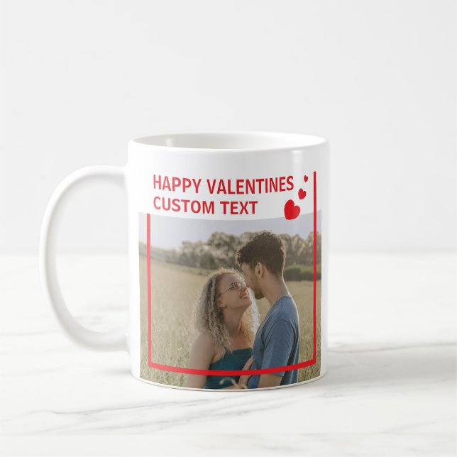 Valentines Day Simple Hearts Custom Photo Kaffeetasse (Links)
