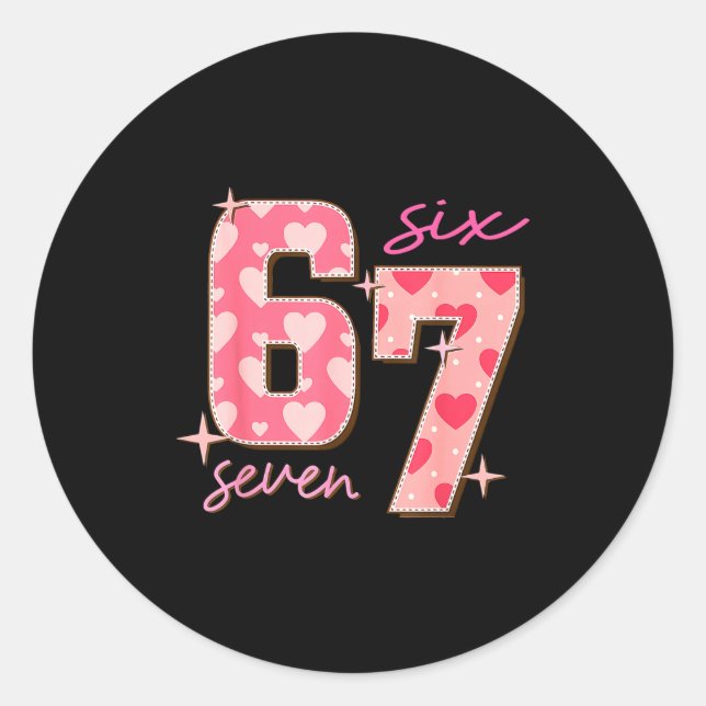 Valentines Day Six Seven 67 Meme 6 7 Heart Boys Gi Runder Aufkleber (Vorderseite)