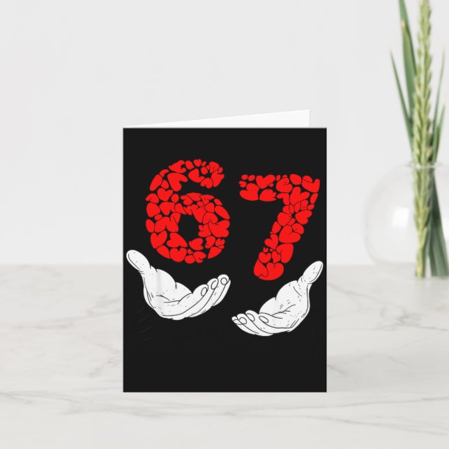 Valentines Day Six Seven 6 7 Meme Hand Heart 67 Me Karte (Vorderseite)