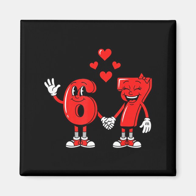 Valentine's Day Six Seven Hearts 6 7 Meme Gen Alph Magnet (Vorne)