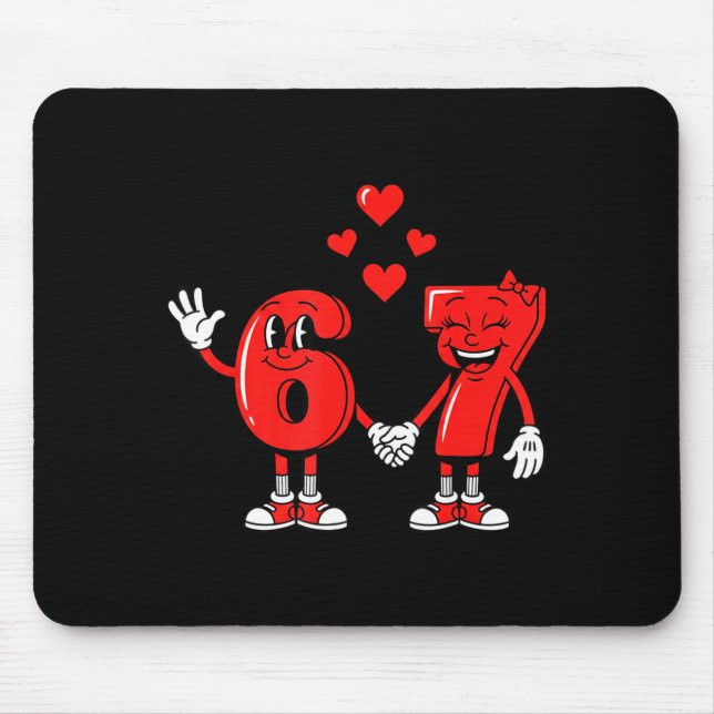 Valentine's Day Six Seven Hearts 6 7 Meme Gen Alph Mousepad (Vorne)
