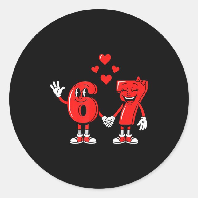 Valentine's Day Six Seven Hearts 6 7 Meme Gen Alph Runder Aufkleber (Vorderseite)