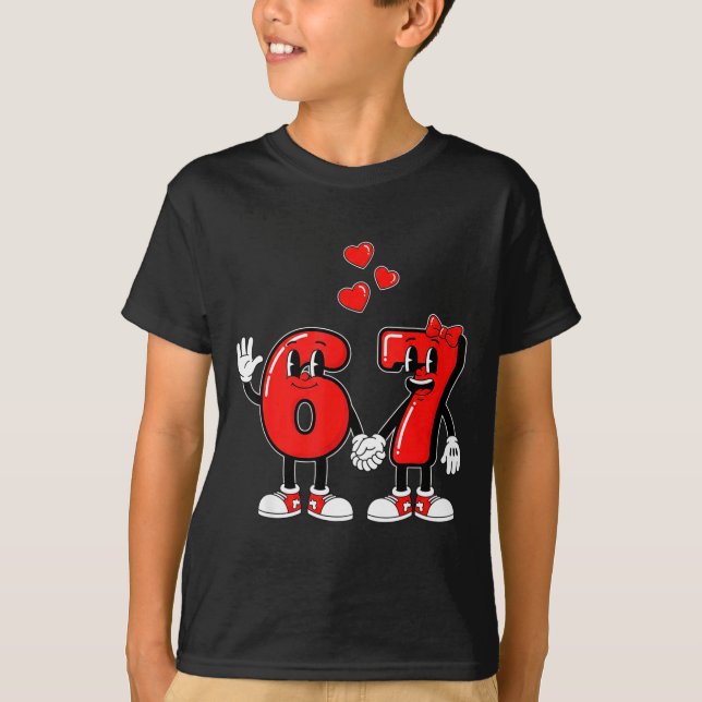 Valentine's Day Six Seven Hearts 6 7 Meme Gen Alph T-Shirt (Vorderseite)