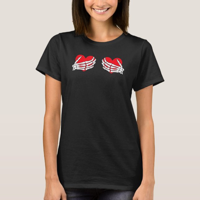 Valentine's Day Skeleton Hands T-Shirt (Vorderseite)