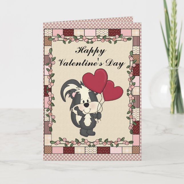 Valentine's Day skunk Grußkarte Feiertagskarte (Vorderseite)