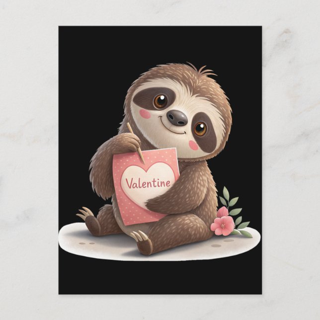 Valentine's Day Sloth Feiertagspostkarte (Vorderseite)