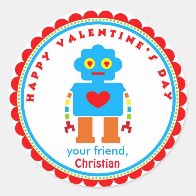 Valentine's Day Stickers Robot Stickers (Vorderseite)