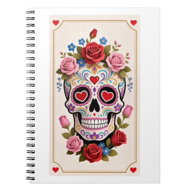 Valentines Day Sugar Skull Notebook Notizblock (Vorderseite)