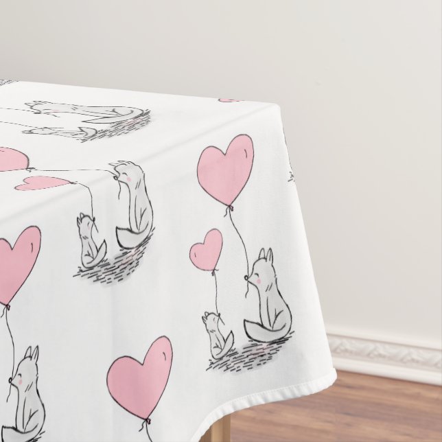 Valentine's Day Tablecloth Foxy Pink Hearts  Tischdecke (Beispiel)