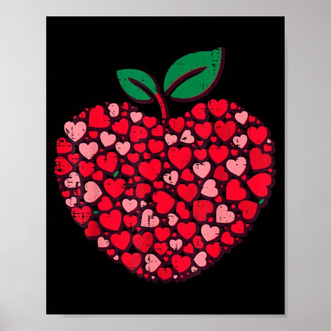 Valentines Day Teacher Hearts Love Teach Women Men Poster (Vorne)