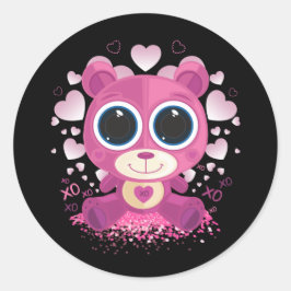 Valentine's Day Teddy Bear Runder Aufkleber