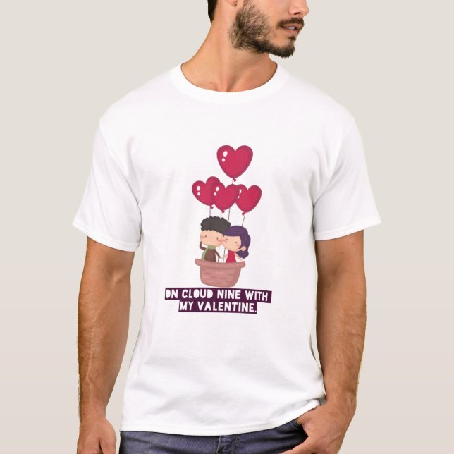 Valentine's Day Theme Paar Design T-Shirt (Vorderseite)