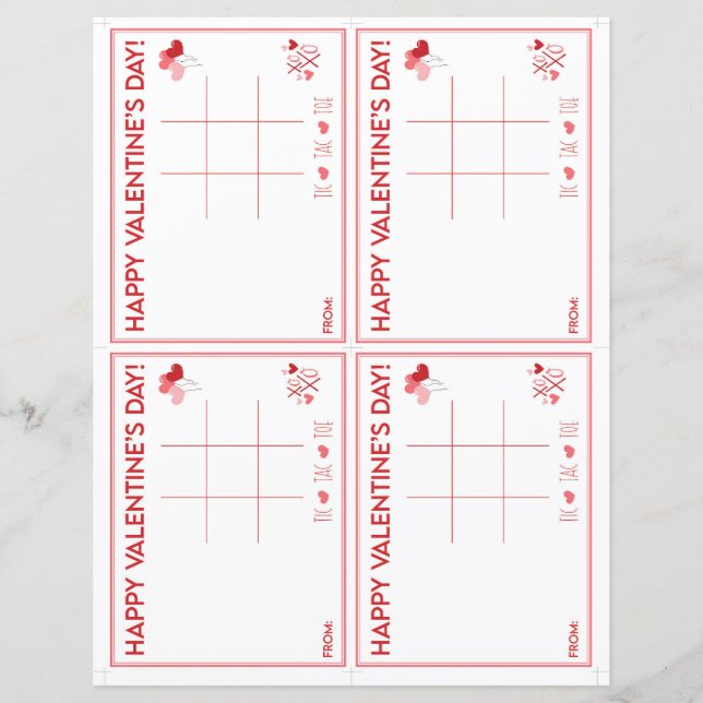 Valentine's Day Tic Tac Toe Printable Gift (Vorderseite)