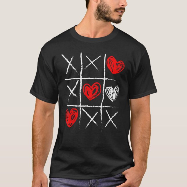 Valentine's Day Tic Tac Toe Valentine Cute Heart T-Shirt (Vorderseite)