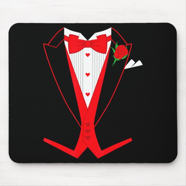 Valentine's Day Tuxedo Red Bow Tie Costume For Guy Mousepad (Vorne)