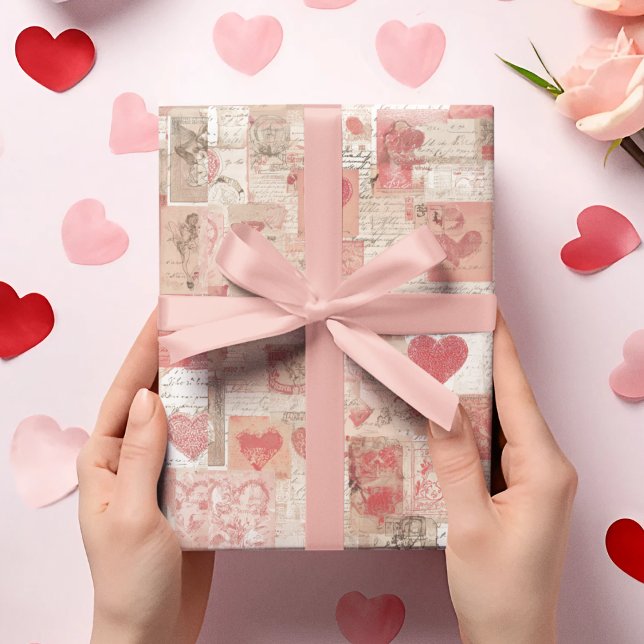 Valentine's Day Vintage Letters Wrapping Paper  Geschenkpapier (Von Creator hochgeladen)
