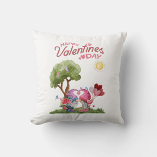 Valentine's Day Watercolor Gnome Couple Kissen