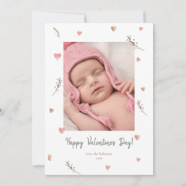 Valentine's Day Watercolor Hearts Baby Foto Feiertagskarte