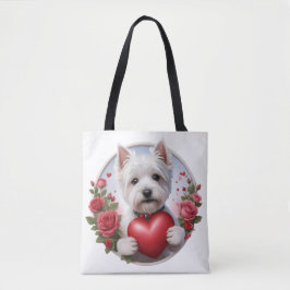 Valentine's Day Westie with heart Tasche