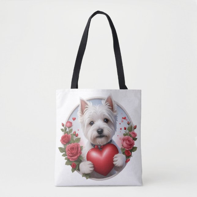 Valentine's Day Westie with heart Tasche (Vorderseite)