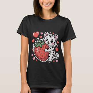 Valentine's Day White Cat Love You Heart Art ✨🐱❤️ T-Shirt