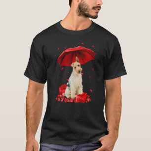 Valentines Day Wire Fox Terrier Umbrella Heart Pup T-Shirt