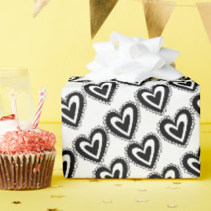 Valentine's Day Wrapping Paper Black & Whit Hearts Geschenkpapier