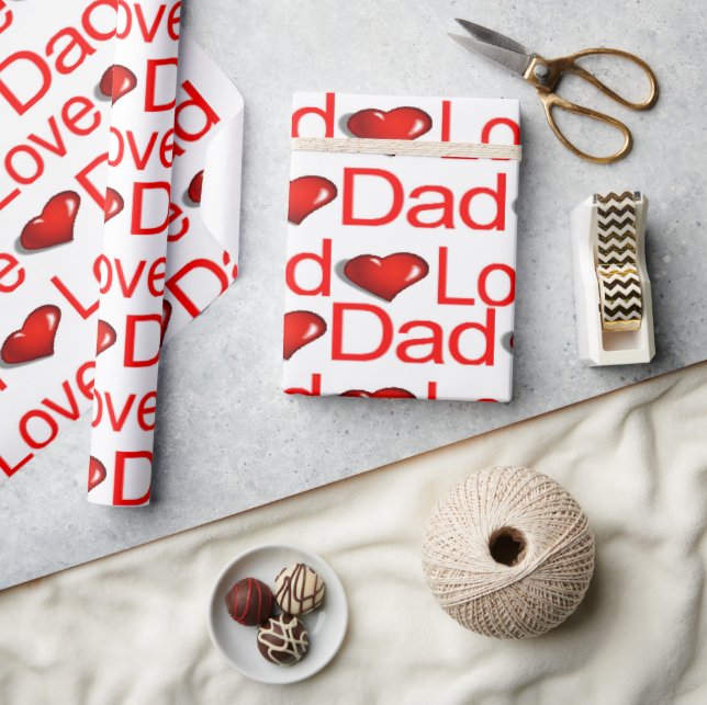 Valentine's Day Wrapping Paper Liebe Vater Red Hea Geschenkpapier (Kunsthandwerk)