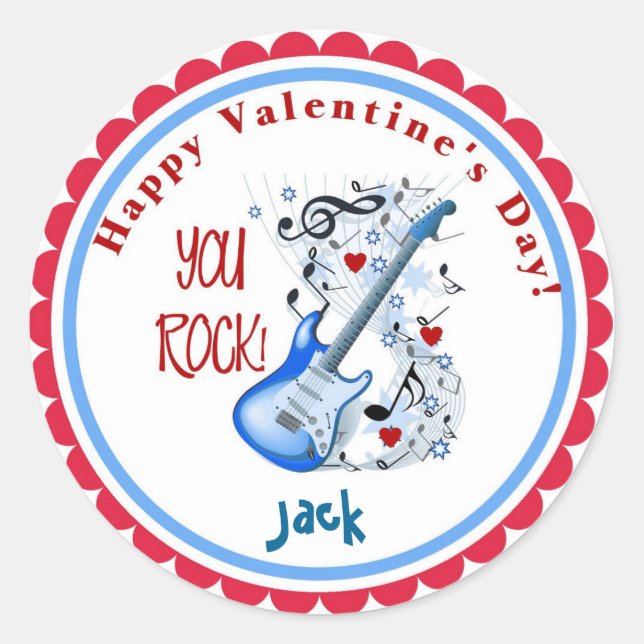 Valentine's Day You Rock Gitarre Aufkleber (Vorderseite)