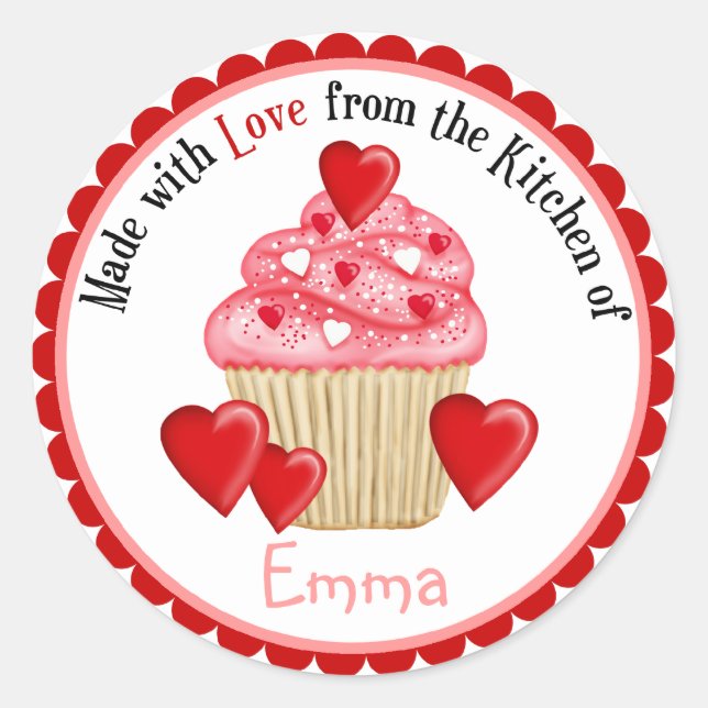 Valentines DayCoeur Cupcakes Stickers (Devant)