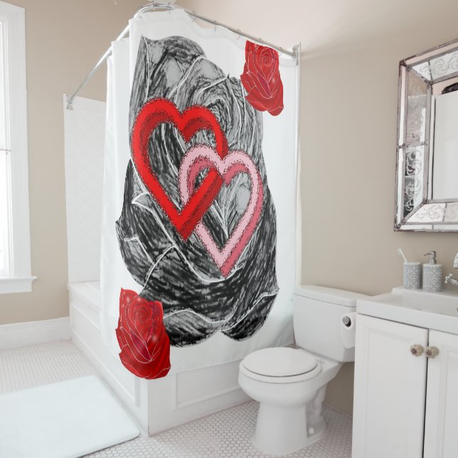 Valentines de rideau de douche (En situation)