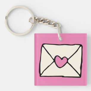 Valentines Doodles Rosa Herz Liebe Clip Art Schlüsselanhänger
